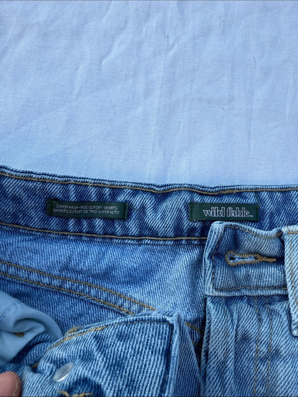 wild fable Light Blue Distressed High-Rise Denim Shorts - Picture 2 of 4